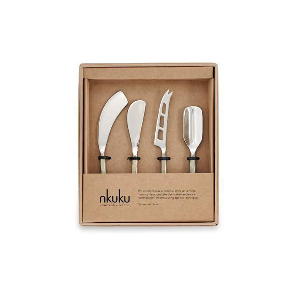 Nkuku Darsa Cheese Knife Set 4 Brushed Gold